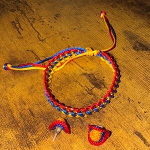 Colombian handmade Bracelet and hat earrings Set